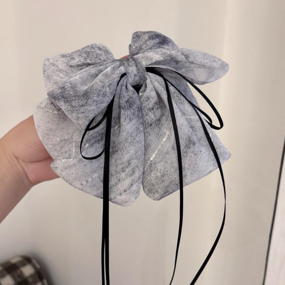 Grab Clip Chiffon Bowknot Hair Clip Floral Flower Hairpin Large Size Bow Ribbon Hair Claw  Travel