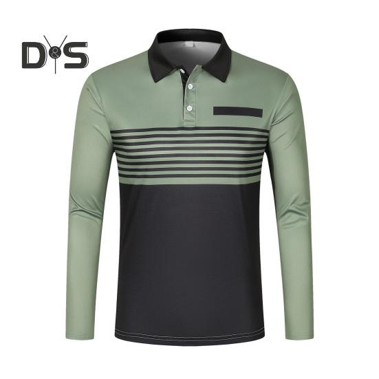 Мужская рубашка весна-осень с отложным воротником на пуговицах, контрастный полосатый принт, длинные рукава, свитер средней длины, повседневный деловой топ