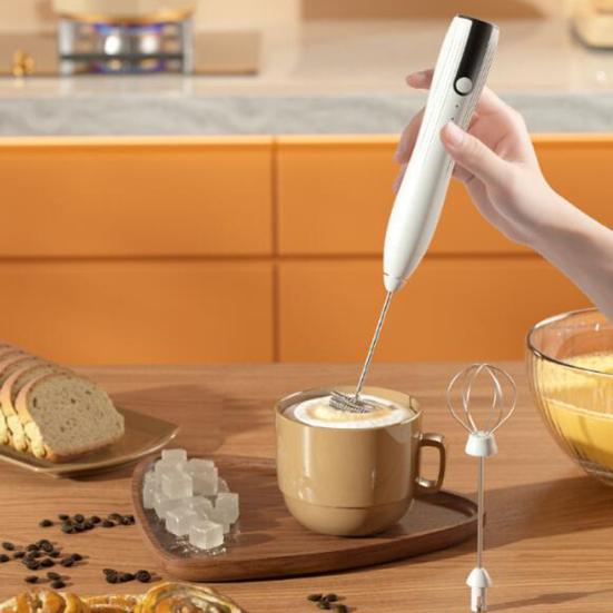 Мощный электрический вспениватель молока, высокоскоростной двигатель, ручной запуск одной кнопкой, ручной блендер для яиц, миксер для кофе, палочка, кухонный инструмент
