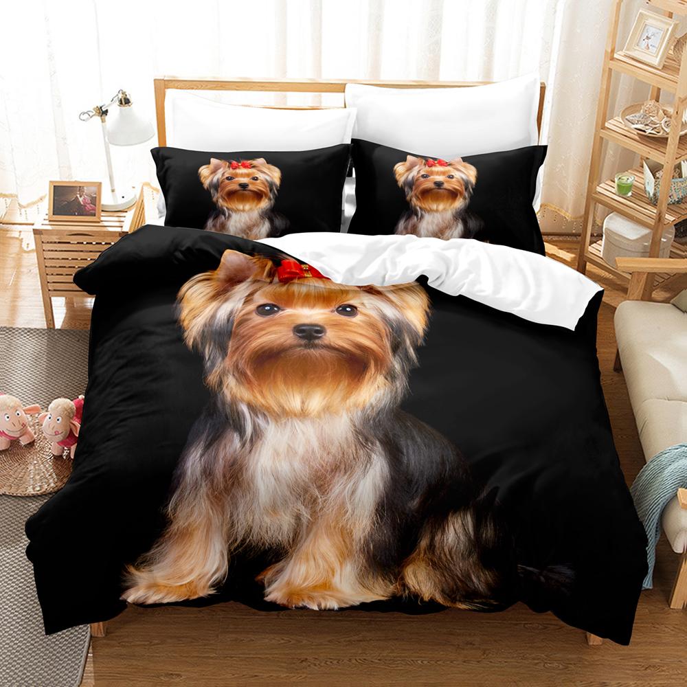 Cute Dog Bedding Set Single Twin Full Queen King Size Pet Dog Bed Set Aldult Kid Bedroom Duvetcover Sets 3D Print 030