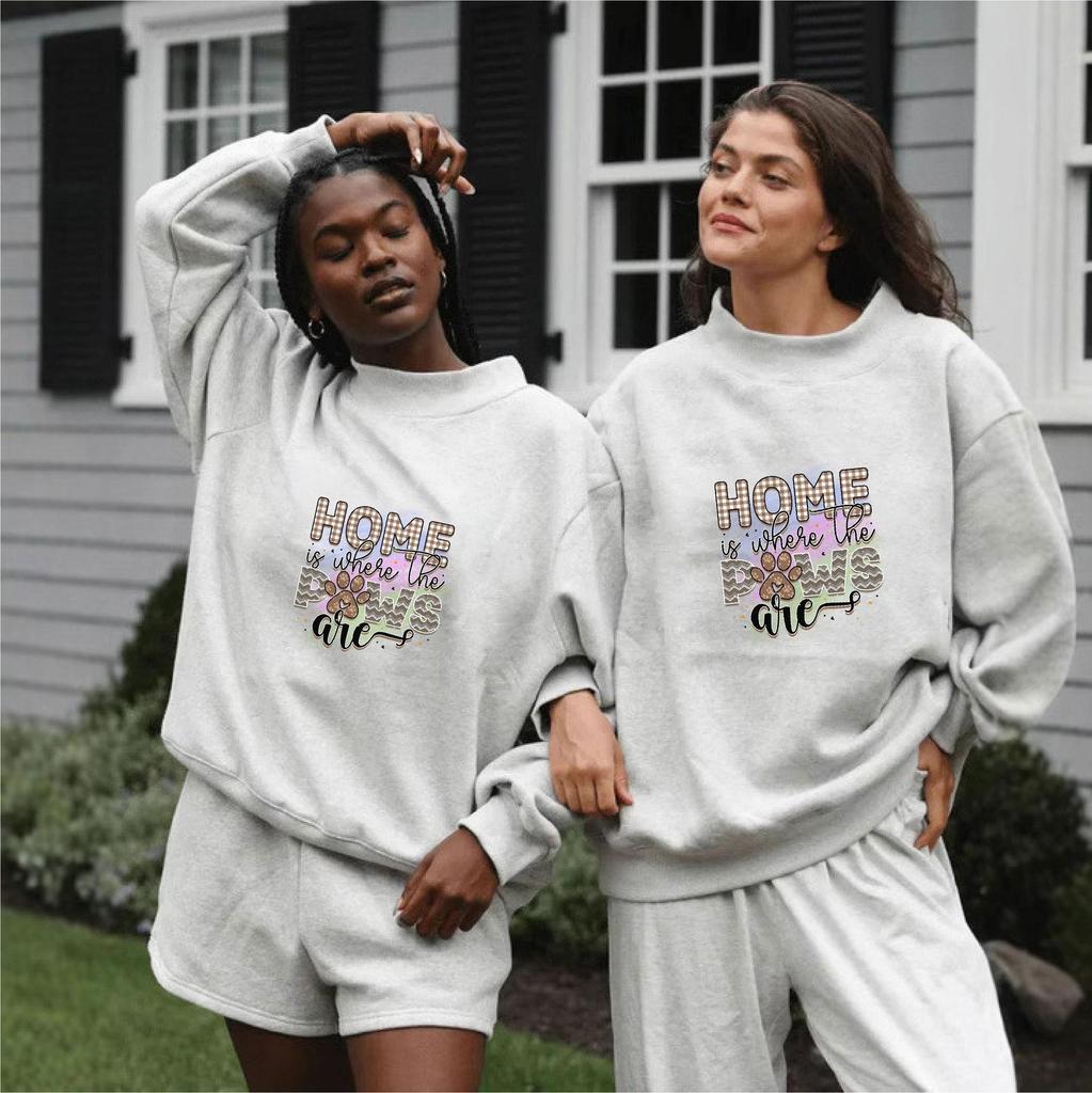 Women's Trendy Printed High Neck Sweatshirt - Spring & Autumn Casual Comfort