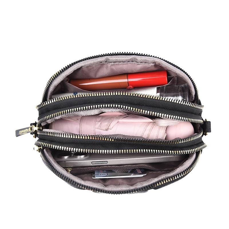 Women's Pleated Crossbody Bag Three Layer Zipper Large Capacity able Versatile Casual Premium Top Shoulder Bag