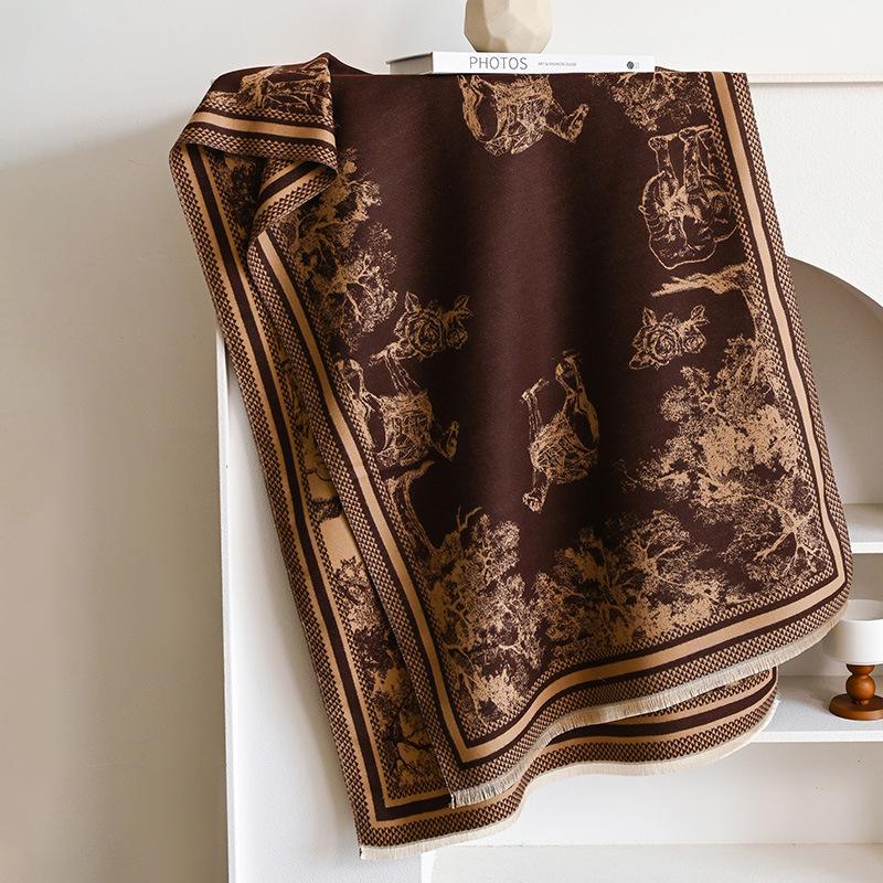 Autumn And Winter Models, Ethnic Style, Wasteland Style, Camel Print, Women'S Imitation Cashmere Warm Scarf, Travel Out With A Shawl