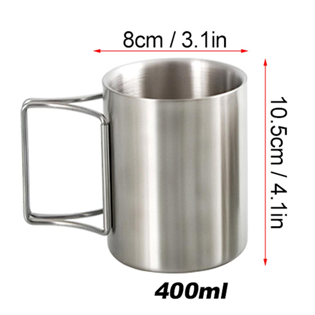 Кружка для кемпинга 200 мл/300 мл/400 мл из нержавеющей стали, кружка для воды, кружка для чая, кружка для кофе со складными ручками для активного отдыха, кемпинга, походов, Back