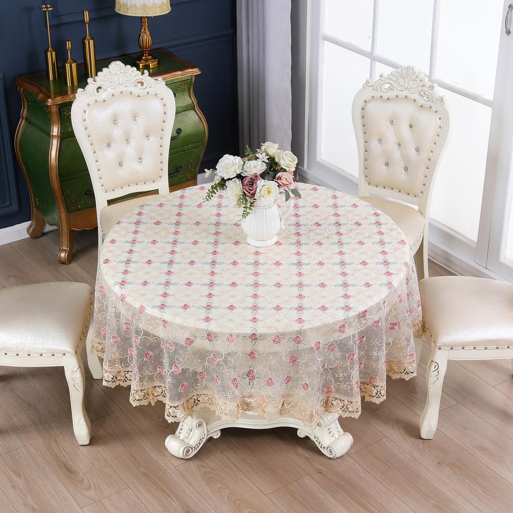 New Lace Tablecloth Glass Yarn High Needle Embroidery Flower Placemat TV Cabinet Household Fabrics Decorative Tablecloth