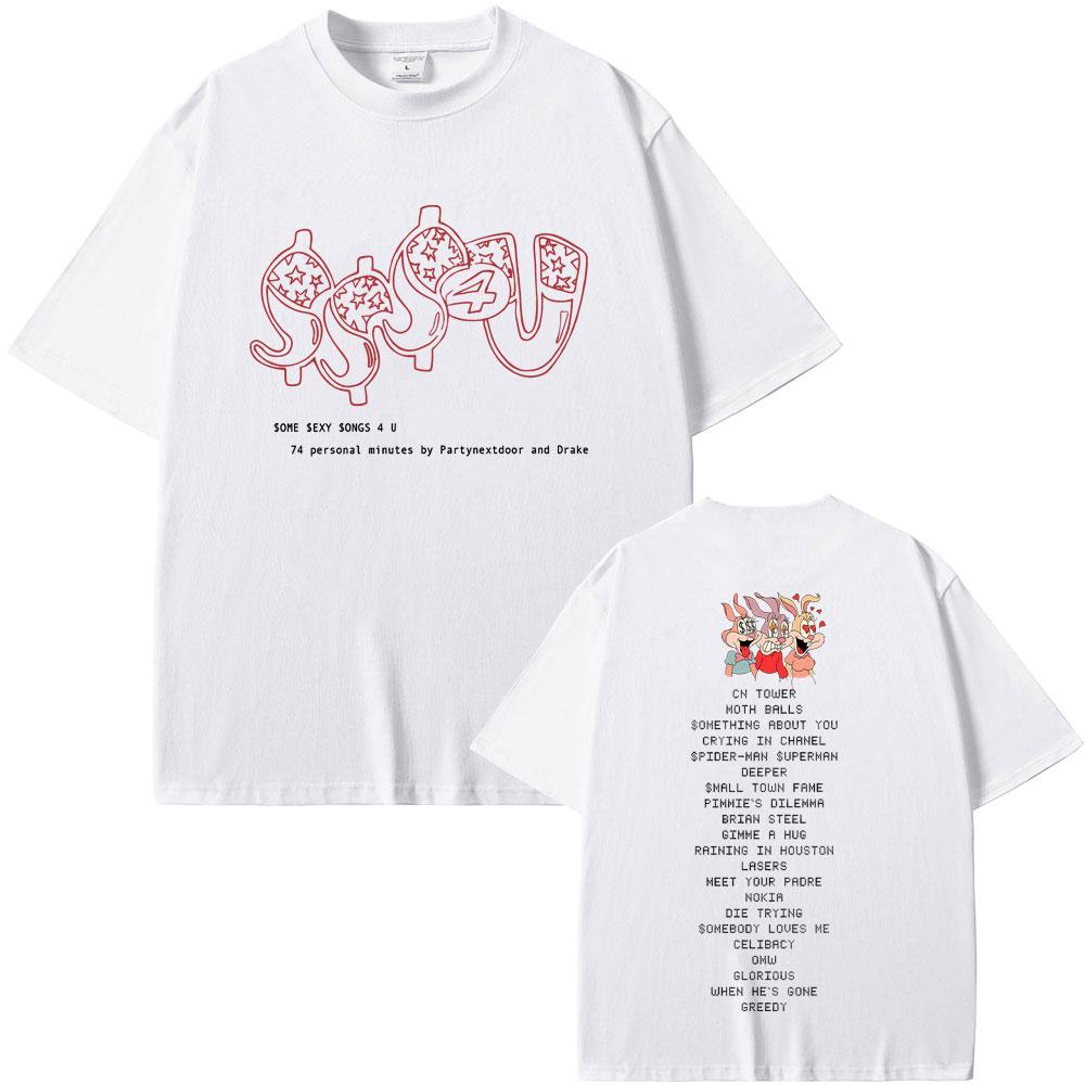Rapper PARTYNEXTDOOR & Drake Some Sexy Songs 4 U SSS4U Album Graphic T Shirts Men Hip Hop Oversized T-shirt Male Cotton T-shirts