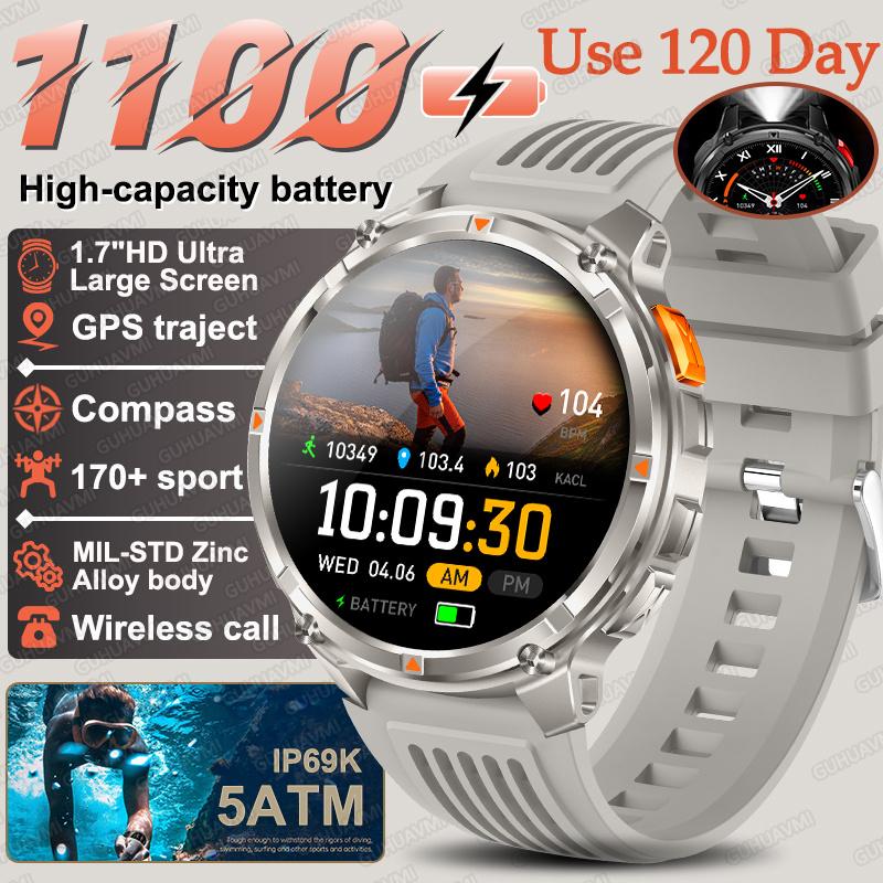 2026 New Men Bluetooth Call Smart Watch Military Built-in GPS Compass Barometric Altimeter 30ATM Waterproof Bluetooth Call Smart Watch