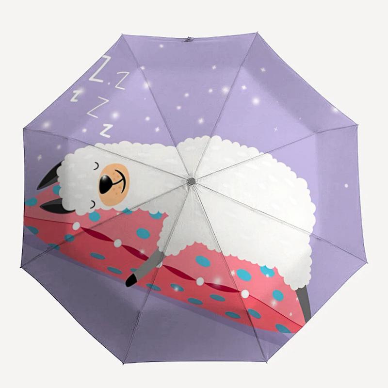 1pc Sleep Sheep Automatic Folding Umbrella - Compact 8-Rib Design, Durable Plastic & Iron, Lightweight for Outdoor Daily Use074