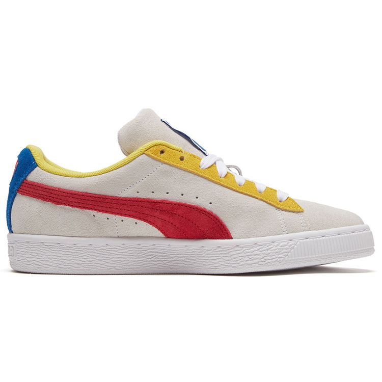 Puma Классические замшевые кроссовки с низким верхом, унисекс, белые/желтые, 365347-89