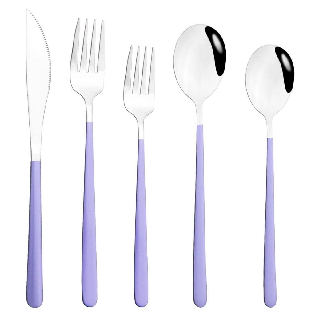 5/10/20 Pcs Colorful Dinnerware Cutlery Set 304 Stainless Steel Flatware Set Mirror Knife Fork Spoon Tableware Set Kitchen Silverware