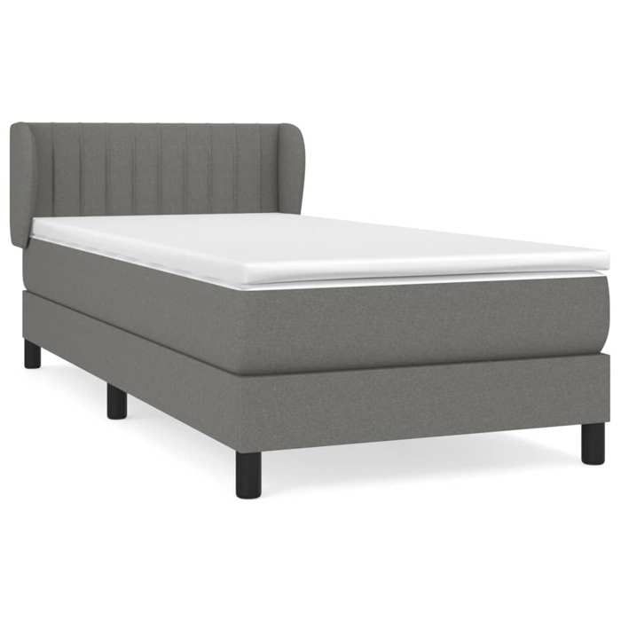 Maison Exclusive - Sommier à lattes de lit et matelas Gris foncé 90x190 cm Tissu