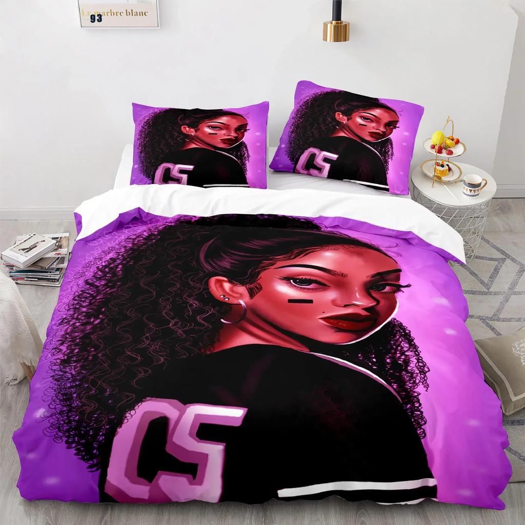 Cartoon Girly Watercolor Fashion Girl Comfortable Duvet Cover Pillowcase Bedding Set Children Bedroom Decoration Home Textile