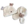 2pcs Little Bear Plush Baby Hat Autumn/Winter Baby Hat Scarf One Piece Set for Children's Warm Ear Protection Hat Super Cute