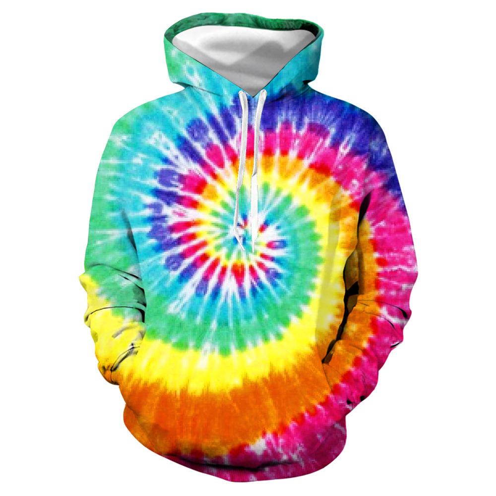 Красочные толстовки с капюшоном Tie Dye с 3D-принтом для женщин, модная уличная одежда, свободные свитера, толстовки Y2k, женская одежда