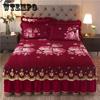 High Grade Luxury Soft Bed Skirt Winter Plush Thick Quilted Bed Cover Skirt King Queen Pad Bedspread Including Pillowcase