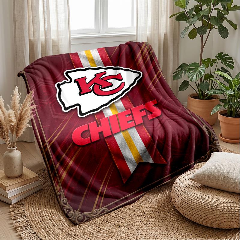 Kansas City Chiefs Flannel Fleece Blanket Cozy Warm Throw Blanket For Couch Bed Travel All Season Use