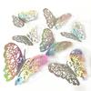 Decoration Hollow Butterflies Decals 3D Butterfly Wall Stickers Metal Texture Colorful Mirror Paper