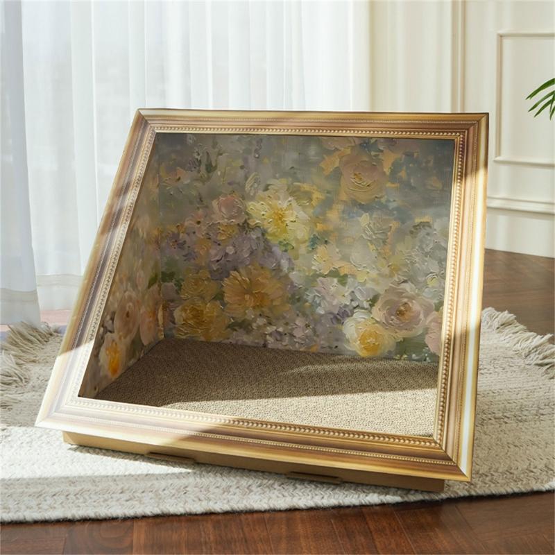 3D Когтеточка для кошек с дизайном масляной живописи, кровать-когтеточка для кошек и художественные украшения для дома для развлечения питомца
