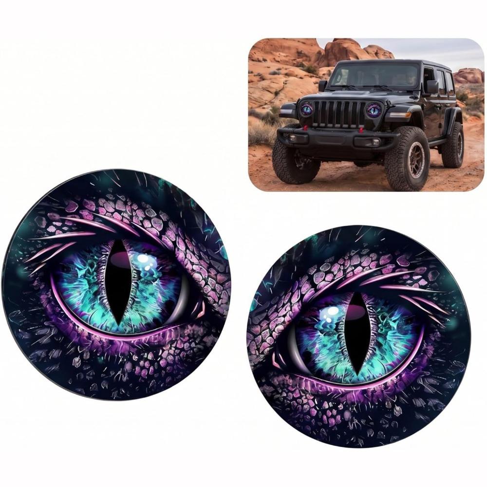 2PCS 3D Stereo Design Car Headlight Decals Car Exterior Decor for Off-Road Vehicles