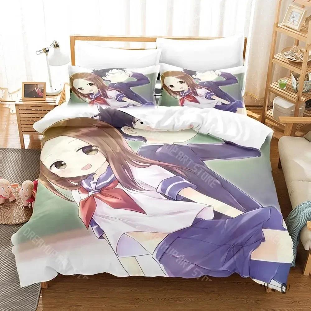 Набор постельного белья Teasing Master Takagi-san Односпальный Полуторный Двуспальный Кинг-сайз Комплект постельного белья для взрослого ребенка Аниме Постель