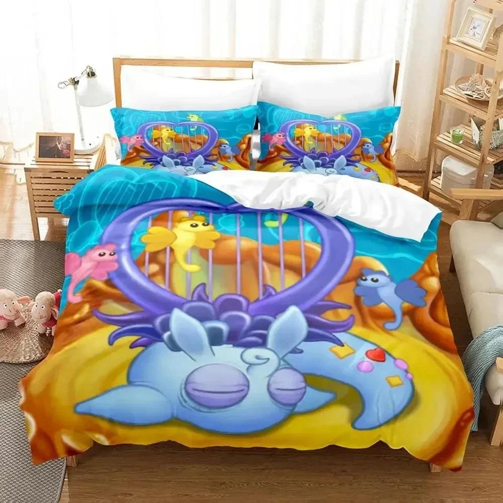 Game My Singing Monsters Bedding Set Printed Bed Set With Pillowcase Duvet Cover Soft Queen King Size Bedclothes Home Boys Adult