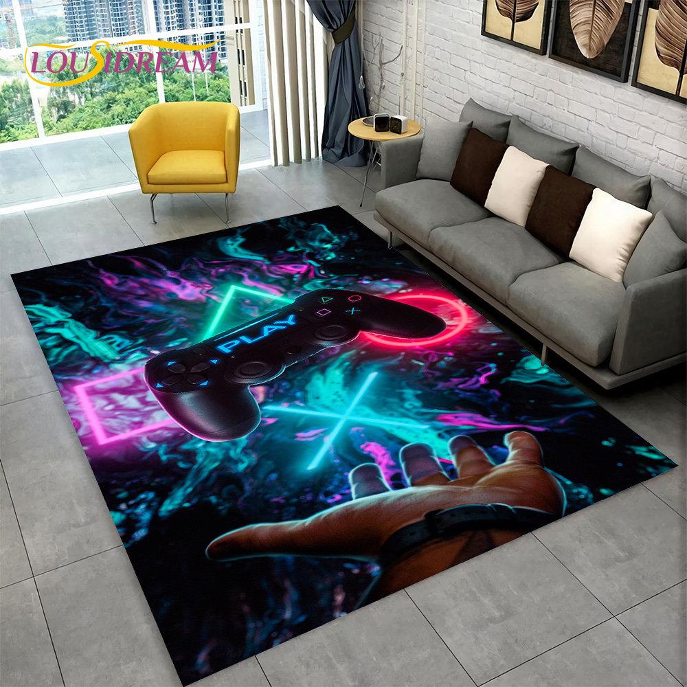 Коврик с мультяшным геймером, игровой геймпад, ковер для гостиной, детская спальня, диван, кухонный коврик, декор, детский нескользящий напольный коврик