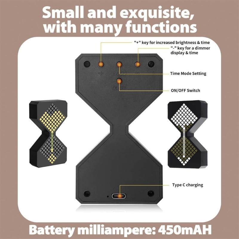 LED Hourglass Timer Night Light Sensors Sensory Toy 1-30 Minutes Adjustable Timer For Relaxation And Decors