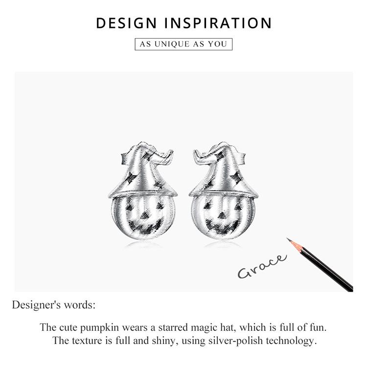 BAMOER стерлингового серебра 925 пробы Хэллоуин тыква смайлик шляпы серьги для женщин ювелирные изделия