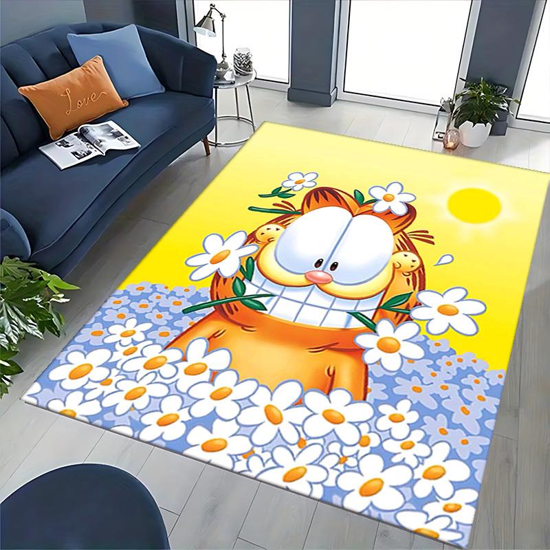 1pc Garfield Flower Office Chair Mat - Anime Cartoon Design, Non-Slip Carpet for Home Decor, Suitable for All Seasons, Ideal Gift for Holidays.Q075