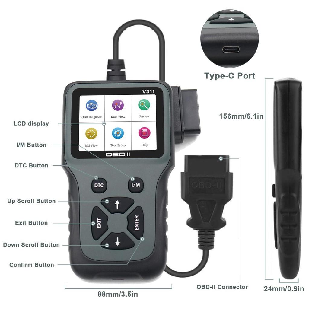 Сканер OBD2 Считыватель кодов OBD и инструменты сканирования Автомобильный диагностический сканер двигателя для всех автомобилей с протоколом OBDII