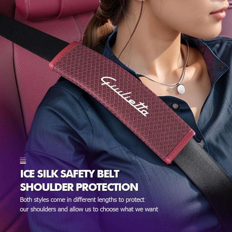 For Alfa Romeo 1/2PCS Car Seat Belt Cover Adjustable Ice Silk Safety Protection Shoulder Pad 159 Giulietta 156 147 Giulia Mito