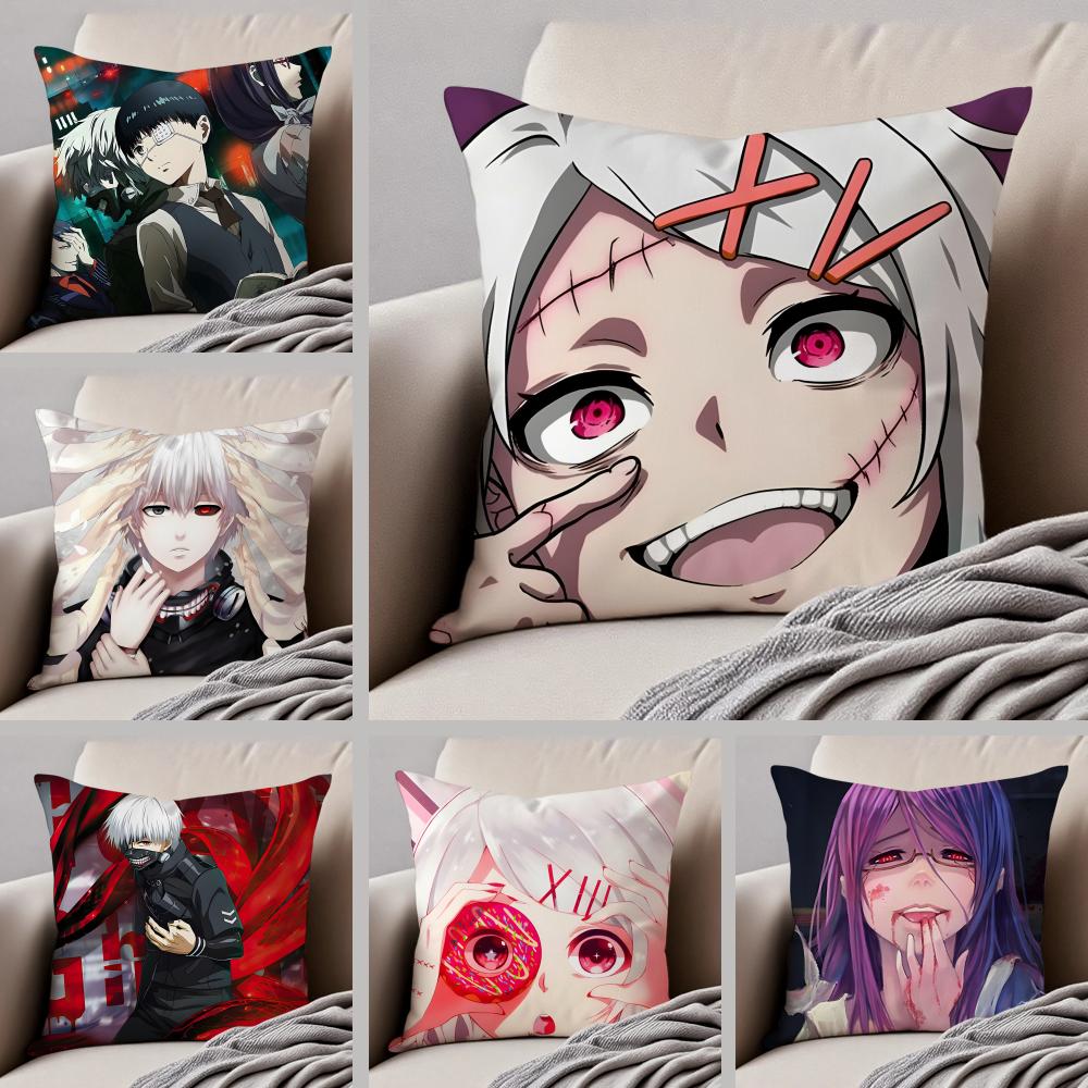 Grim Haunting Tragic Anime TTokyo Ghoul Cushion Cover Throw Pillow Cover Hidden Button Durable Polyester Chair Cushion