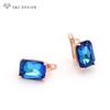 Fashion Colorful Rectangular Crystal Drop Earrings For Women Wedding Jewelry Rose Gold Color Eardrop