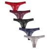 HINICE Sexy Wine Women's All-Lace T-Back Panties, Underwear, Non-Digital, 5-Pack (XL, Black, Gray, Navy, Red, Red)
