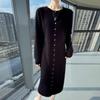 Women's Mink Cashmere Cardigan - Round Neck, Long Sleeve, Soft, Fluffy, Loose Fit, Mid-Length Knit Wool Sweater for Autumn/Winter.
