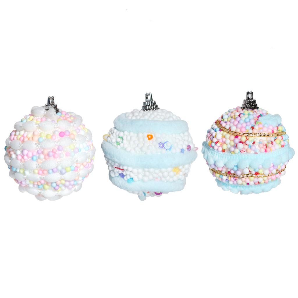 6 Pack 6cm Macaroon Color Christmas Ball Donuts Candy Rainbow Xmas Tree Ball Christmas Foam Decorative Hanging Ornament