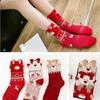 3 Pairs Elk Women Winter Christmas Stockings Cotton Xmas Warm Socks Female Mid-Calf Socks  Gifts
