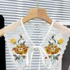 Ethnic Style Women's Lace Collar Colorful Embroidered Beaded Dress Blouse Decor Detachable Shirt