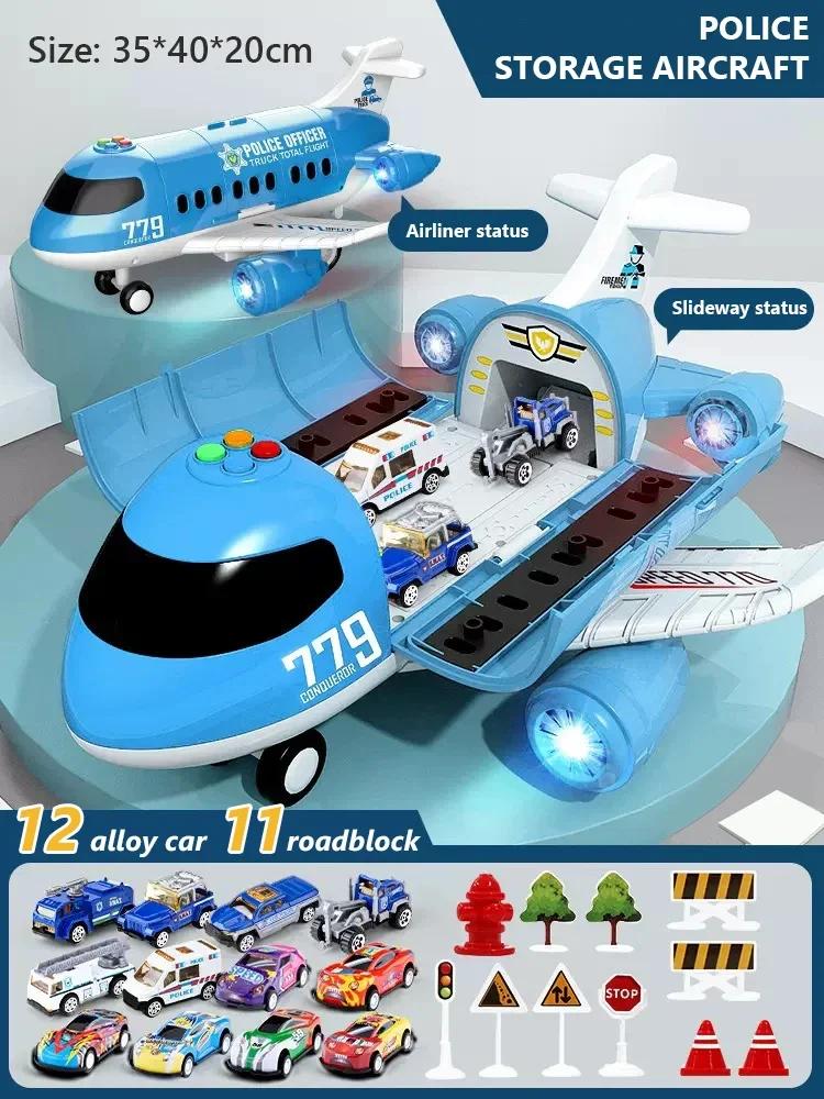Toy Large Transport Cargo Airplane Inertia Passenger Plane 12/6stk Car Model Model Toy Simulation Light Music Toys for Boy Gift