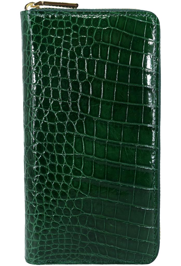 Green Crocodile Leather Wallet Long Wallet Genuine Single Piece Leather Unrivaled Crocodile Leather Crocodile Skin Crocodile Leather Crocodile Leather