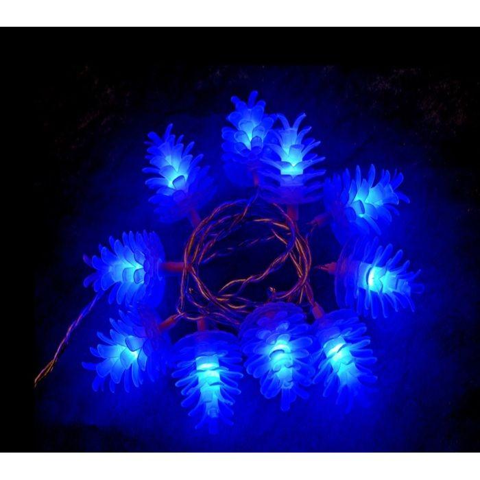 Guirlande pomme de pin lumineuse 10 Led bleue