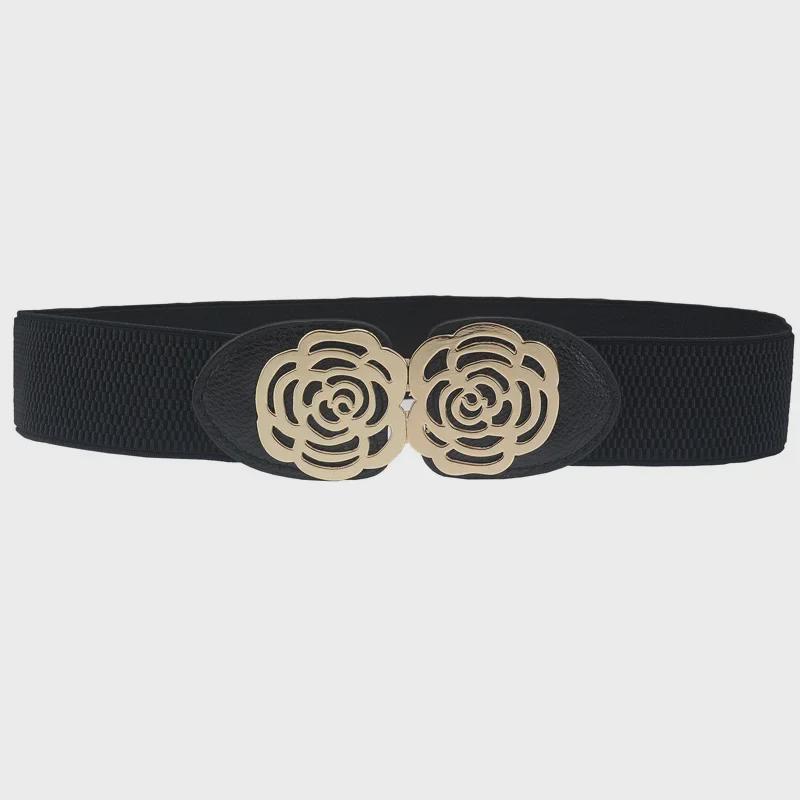 Корейский женский эластичный узкий пояс черного цвета - модный декоративный аксессуар для платья