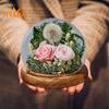Стеклянная крышка вечного цветка одуванчика, деревянное основание, консервированный одуванчик, настоящий стеклянный купол бесконечности, подарок для жены, подруги, жены на День Святого Валентина