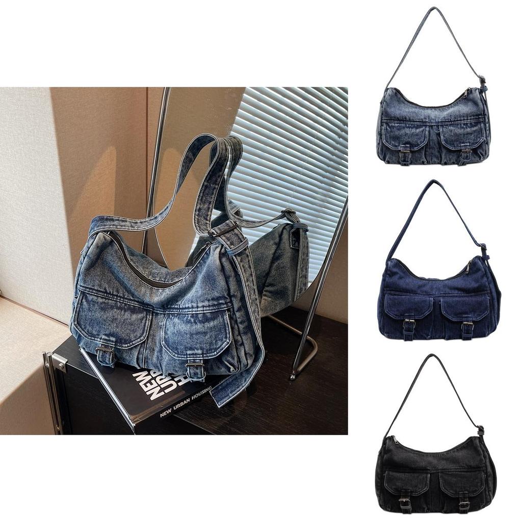 Fashionable Large Capacity Women Casual Single Shoulder Denim Crossbody Bag For Daily Use