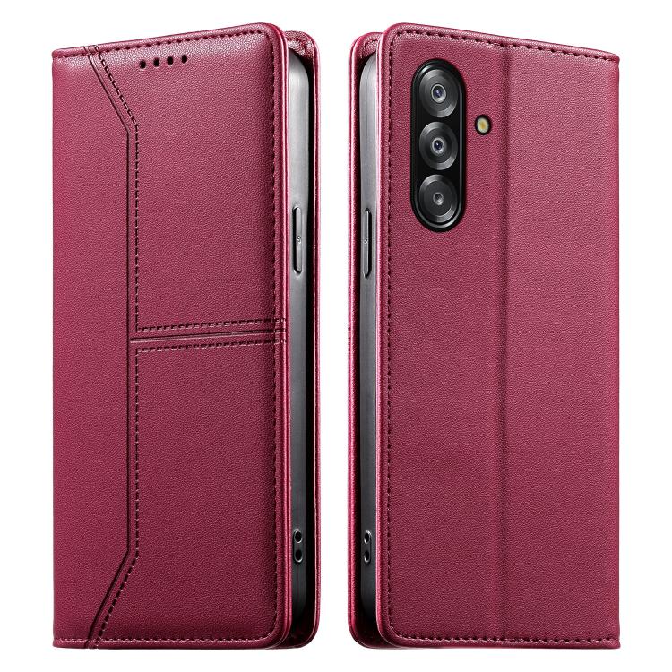 Stitched Line Magnetic RFID Vegan Leather Phone Case, Card Slots Wallet Shockproof Protective Flip Cover For Samsung Galaxy A06 / A07 4G / 5G