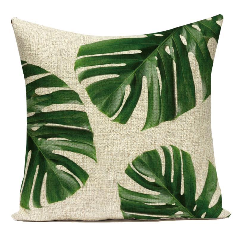 Polyester Decorative Pillows Tropical Cactus Palm Leaf Sofa Home Decor Cushion Cover Pillowcase for Living Room