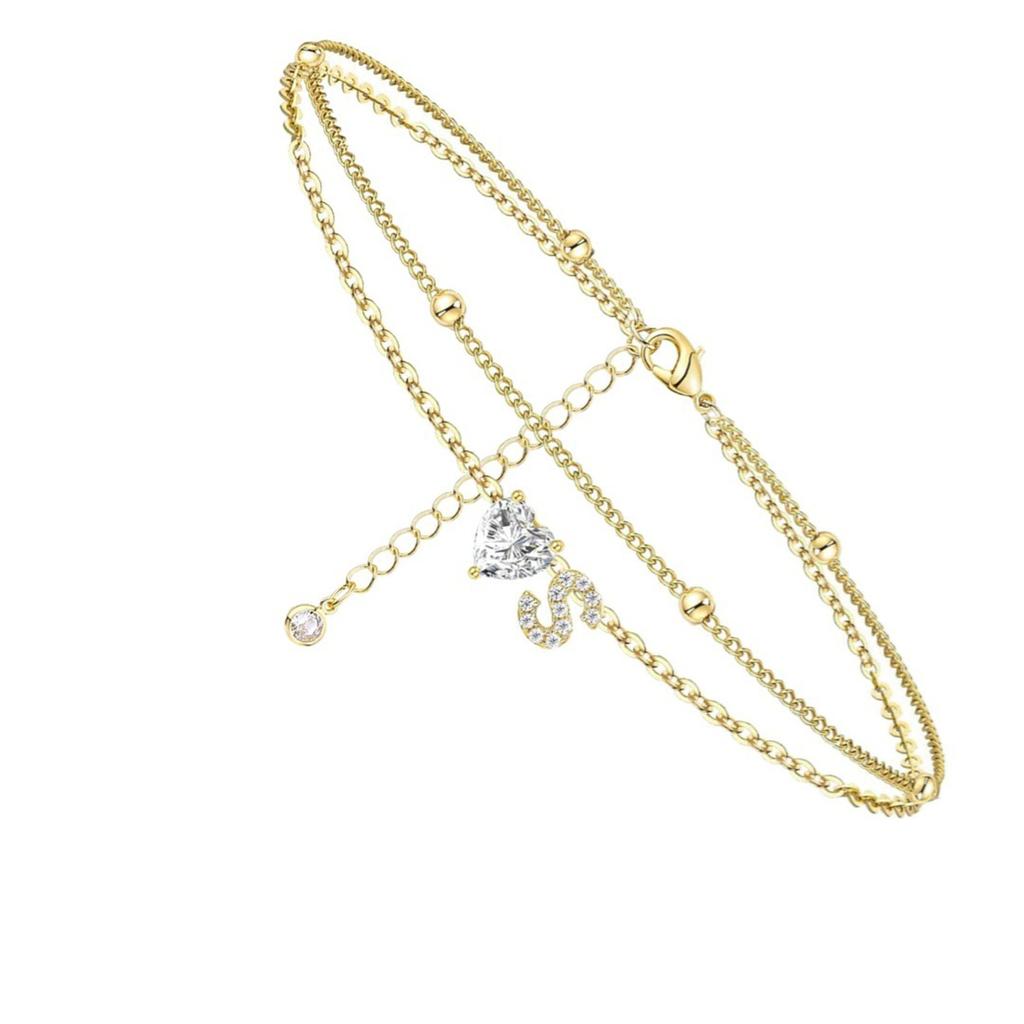 Инициал Сердце Ножной браслет Сердце Буква Ножной браслет Персонализированная монограмма Ножной браслет1 шт