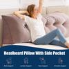 Headboard Wedge Pillow Triangular Headboard Cushion with Side Pocket Bed Bolster Pillow with Removable Cover for Daybed Reading Working Relaxing