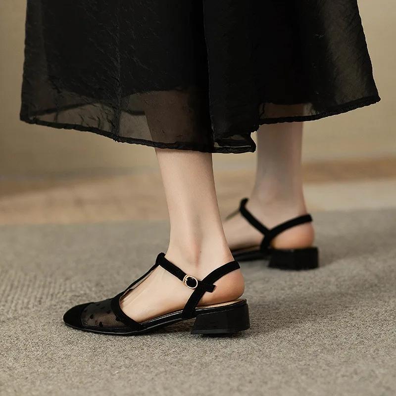 Женские летние сандалии Роскошные элегантные босоножки для женщин Тенденции 2024 года Удобные сетчатые босоножки на низком каблуке для активного отдыха