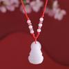 Белый нефритовый кулон Будды Гуаньинь, красная веревка, ожерелье, безопасный кулон, мужское ожерелье, женское ожерелье